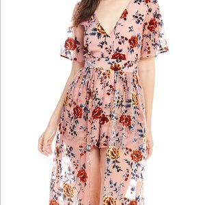 Gianni Bini velvet floral maxi romper